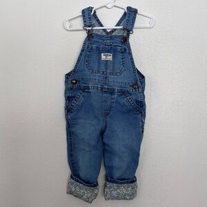 OSHKOSH B’GOSH Vestbak - Girls Baby Floral Lined Stretch Denim Overalls 2T